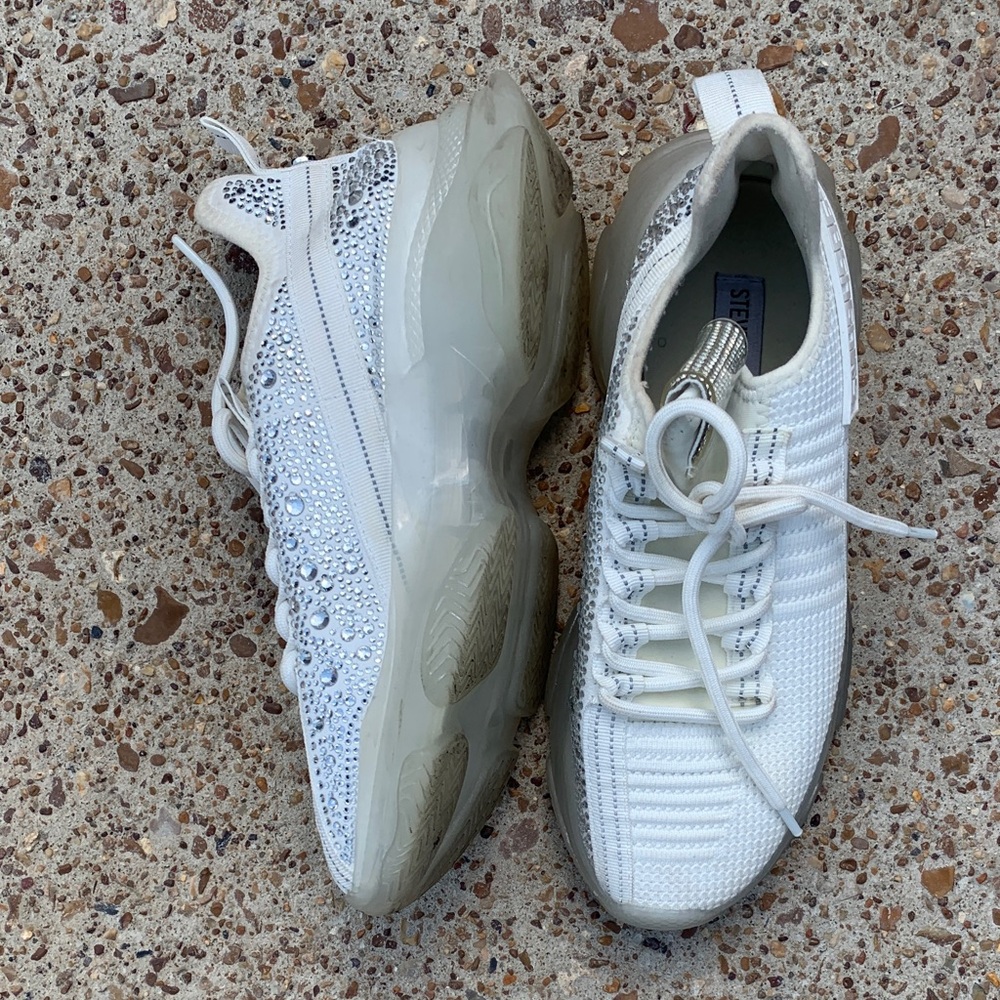 Steve Madden White and Silver Women's Sneakers